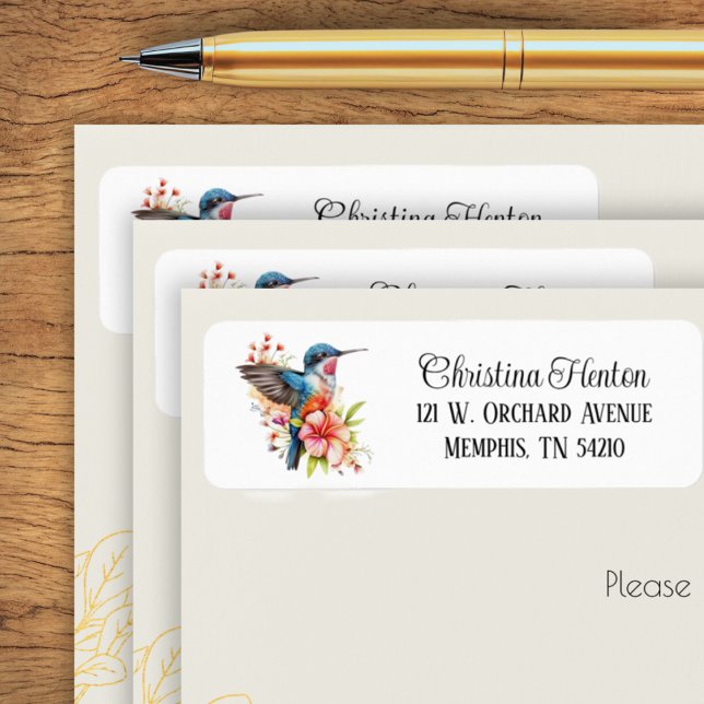 Elegant Tropical Flower Hummingbird Return Address (Elegant Tropical Flower Hummingbird Return Address Label)