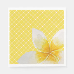 Elegant Tropical Flower & Trellis Pattern Yellow Napkin