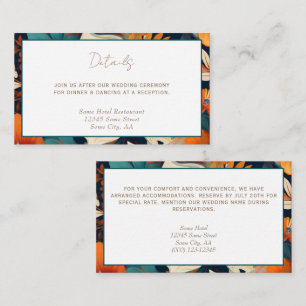 Elegant Tropical Flowers Floral Wedding Details Enclosure Card