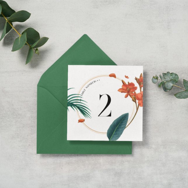 Elegant Tropical Flowers Wedding-Table Number Thank You Card (Creator Uploaded)