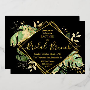 Elegant Tropical Gold Bridal Brunch Black & Gold