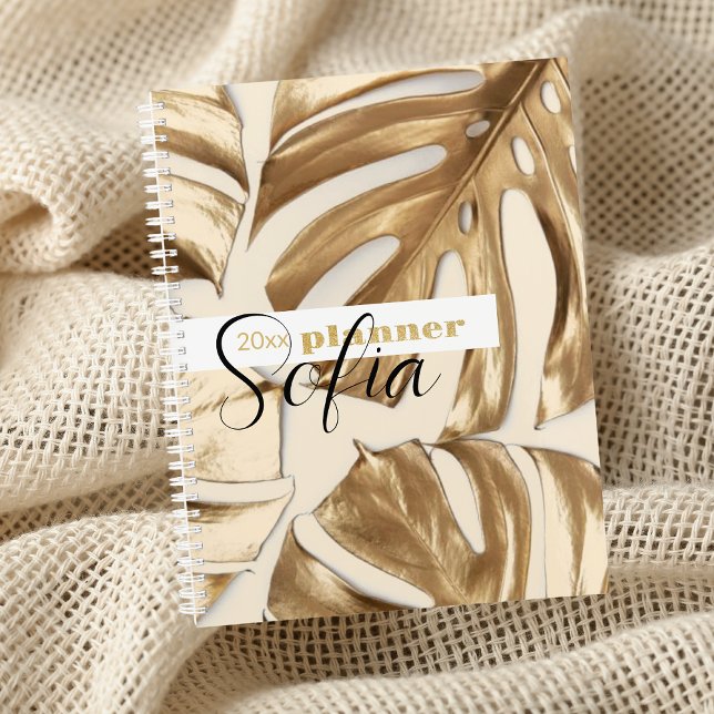 Elegant Tropical Gold Leaf Name Weekly & Monthly Planner (Creator Uploaded)