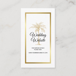 Elegant Tropical Gold Palm Tree Wedding Website Enclosure Card