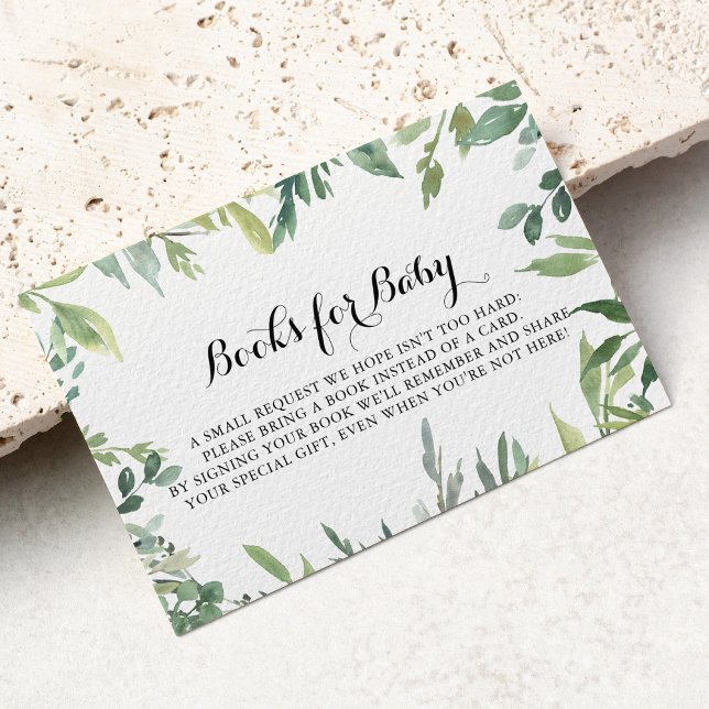 Elegant Tropical Green Baby Shower Book Request Enclosure Card (Creator Uploaded)