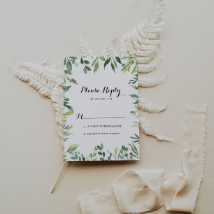 Elegant Tropical Green Foliage Calligraphy RSVP