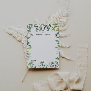 Elegant Tropical Green Foliage Calligraphy Wedding Advice Card