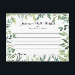 Elegant Tropical Green Foliage Wedding Advice Card<br><div class="desc">This elegant tropical green foliage wedding advice card is perfect for a modern wedding. This hand-drawn design features watercolor beautiful green leaves. These cards are perfect for a wedding, bridal shower, baby shower, graduation party & more. Personalise the cards with the names of the bride and groom, parents-to-be or graduate....</div>