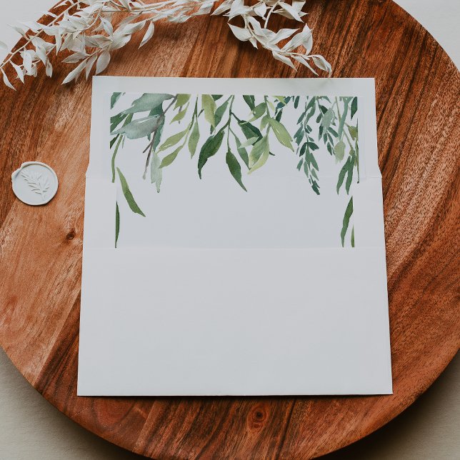Elegant Tropical Green Foliage Wedding Invitation Envelope (Creator Uploaded)