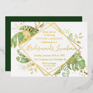 Elegant Tropical Green & Gold Bridesmaids Luncheon