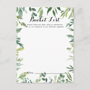 Elegant Tropical Green Wedding Bucket List Cards