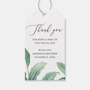Elegant tropical greenery leaves wedding thank you gift tags