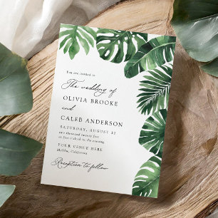Elegant Tropical Greenery Wedding Invitation