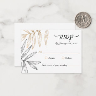Elegant Tropical Greenery Wedding RSVP Card