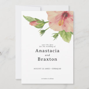 Elegant Tropical Hibiscus Flower Wedding Save The Date
