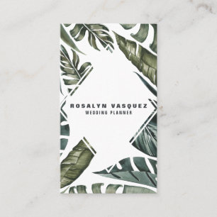 Elegant Tropical Jungle Greenery Modern Business Card