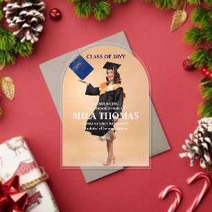Elegant Tropical Leave Graduation Photo Acrylic In Invitations