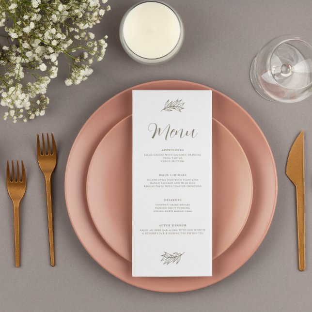 Elegant Tropical Leaves Minimalistic Wedding Menu (Creator Uploaded)