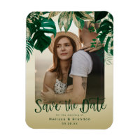 Elegant Tropical Leaves Photo Save the Date