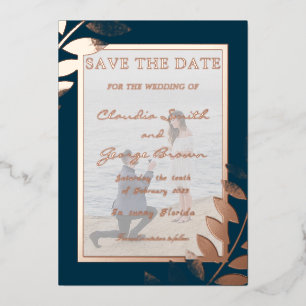 Elegant Tropical Leaves Photo Save The Date Real