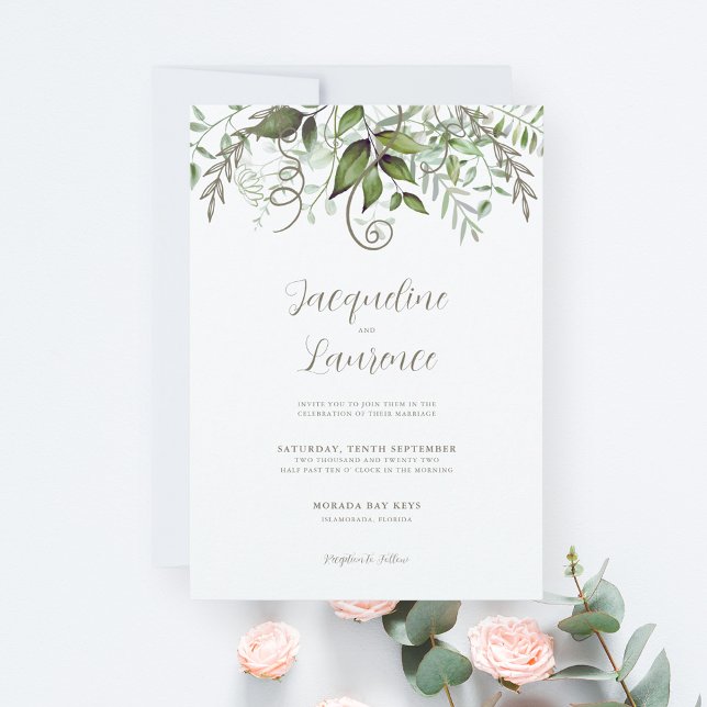Elegant Tropical Lush Greenery Wedding Invitation (Creator Uploaded)