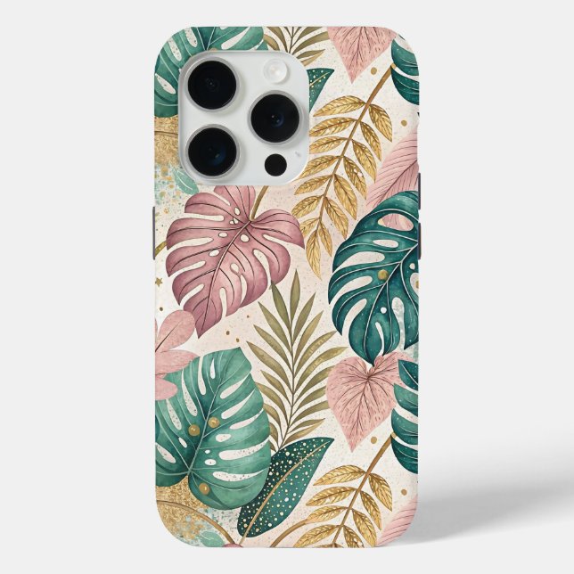 Elegant Tropical Monsteras Boho Case-Mate iPhone Case (Back)