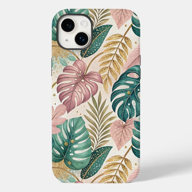 Elegant Tropical Monsteras Boho Case-Mate iPhone Case (Back)