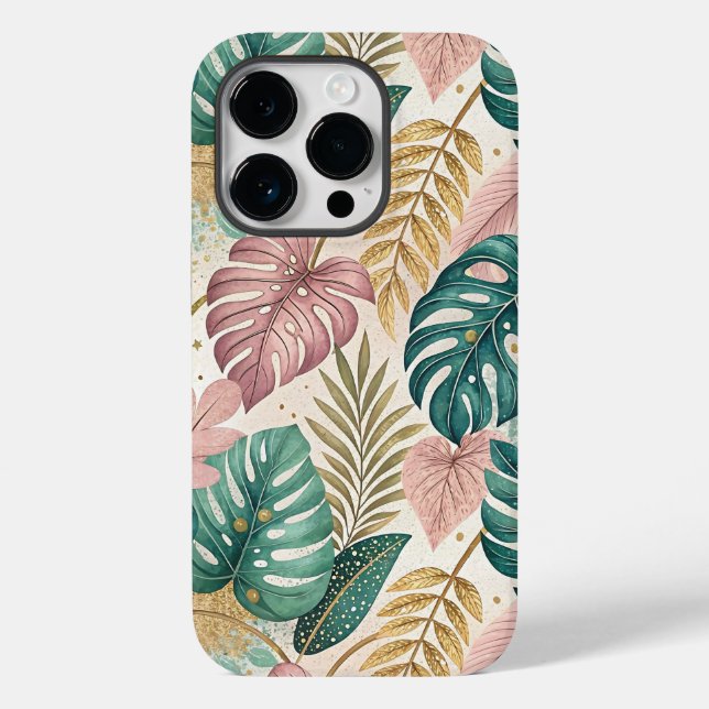 Elegant Tropical Monsteras Boho Case-Mate iPhone Case (Back)