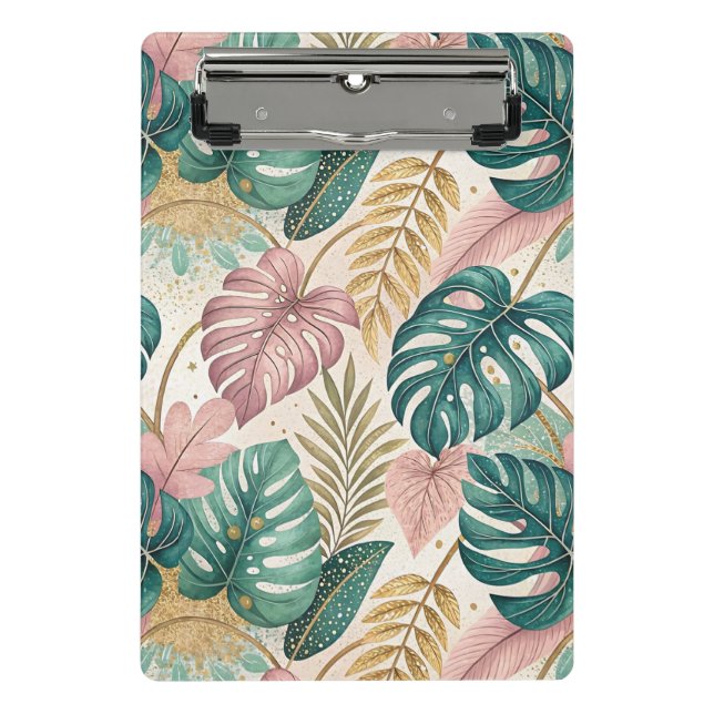 Elegant Tropical Monsteras Boho Mini Clipboard (Front)