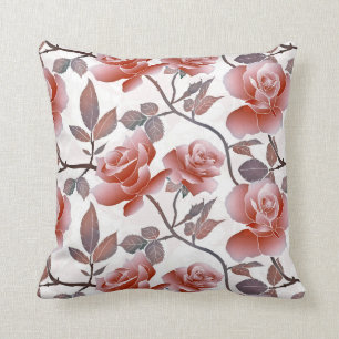 Elegant Tropical Orange Peach Rose Flower Cushion