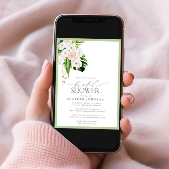 Elegant Tropical Orchid Watercolor Bridal Shower Invitation (Creator Uploaded)