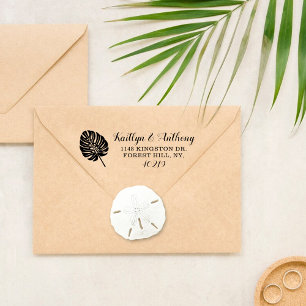 Elegant Tropical Palm Leaf Beach Wedding Self-inking Stamp