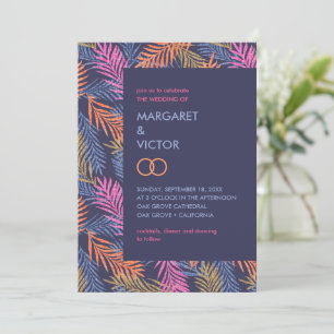 Elegant tropical palm leaf pattern invitation