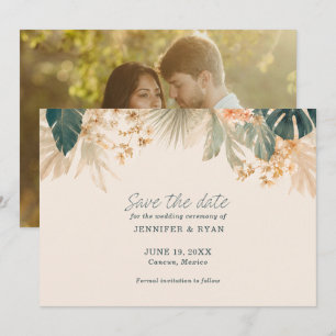 Elegant Tropical Palm Leaves Photo Save The Date