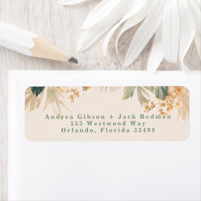 Elegant Tropical Palm Leaves Return Address (Insitu)