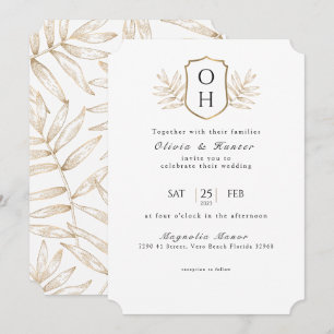 Elegant Tropical Palm Leaves Wedding Invitation