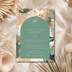 Elegant Tropical Palm Leaves Wedding Invitation