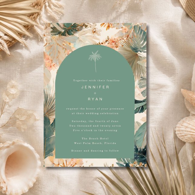 Elegant Tropical Palm Leaves Wedding Invitation (Creator Uploaded)