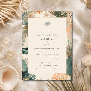 Elegant Tropical Palm Leaves Wedding Invitation
