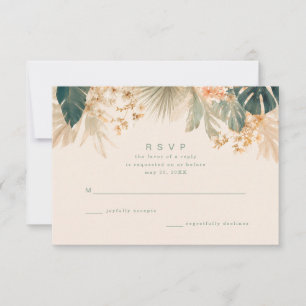 Elegant Tropical Palm Leaves Wedding RSVP Card