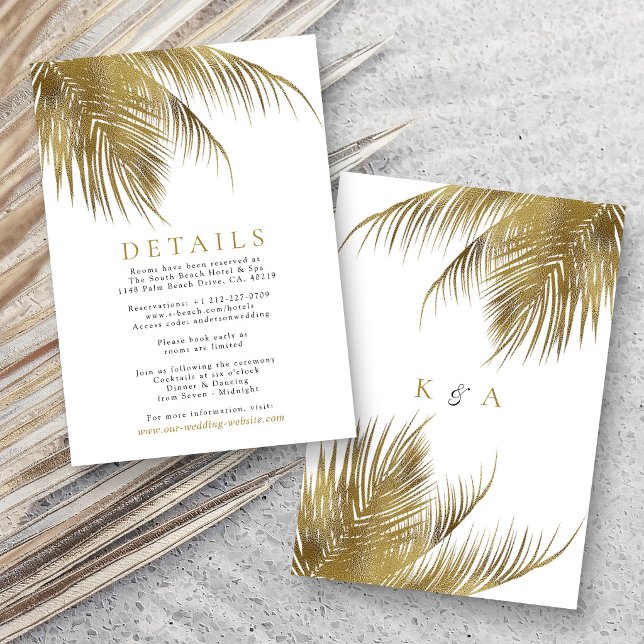 Elegant Tropical Palm Tree Beach Wedding Enclosure Card (Creator Uploaded)