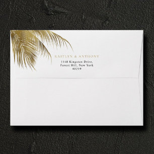 Elegant Tropical Palm Tree Beach Wedding Envelope