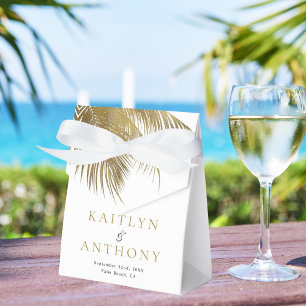Elegant Tropical Palm Tree Beach Wedding Favour Box
