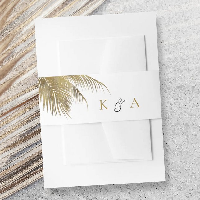 Elegant Tropical Palm Tree Beach Wedding Invitation Belly Band (Creator Uploaded)