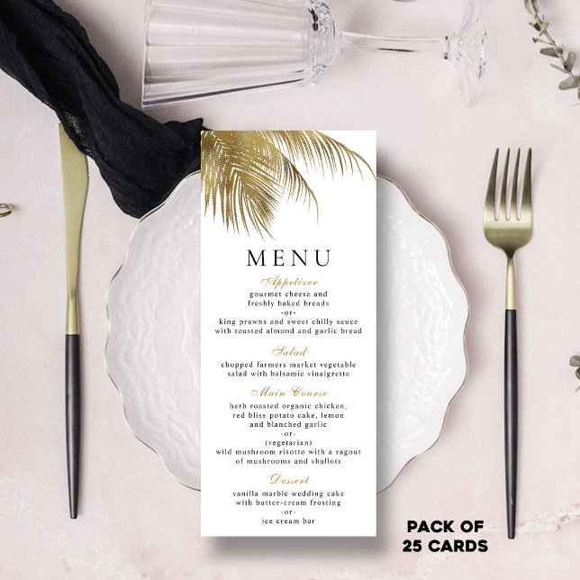 Elegant Tropical Palm Tree Beach Wedding Menu (Creator Uploaded)