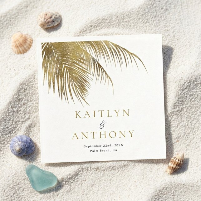 Elegant Tropical Palm Tree Beach Wedding Napkin (Creator Uploaded)