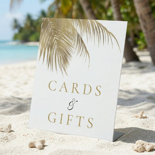 Elegant Tropical Palm Tree Beach Wedding Pedestal Sign