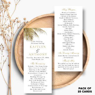 Elegant Tropical Palm Tree Beach Wedding Program Rack Card