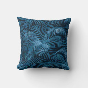 Elegant Tropical Palm Tree Pattern   Blue Azure Cushion