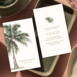 Elegant Tropical Palm Tree Vacation Rental Business Card