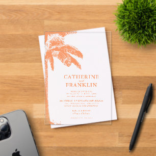 Elegant Tropical Palm Tree Wedding Acrylic Invitations